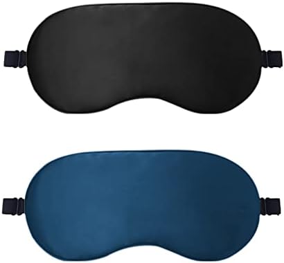 Sihuuu İpek Uyku maskesi, Askılı Körü Körüne, Kadınlar, Erkekler için Süper Pürüzsüz Göz Maskesi (Siyah + Mavi)