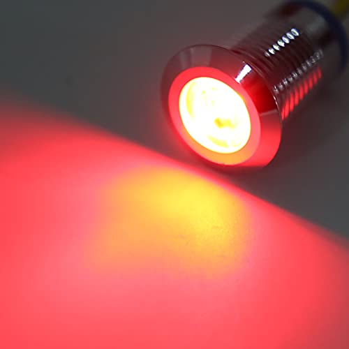 Fafeicy 4 Takım 10mm Ön Kablolu Yuvarlak LED'ler, Pirinç Krom Kaplama 2 Renkli Ortak Katot Göstergesi, M10 x 0.75 Kurulum Boyutu, 3-6V