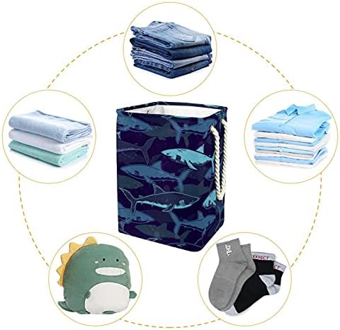 Kulplu çamaşır sepeti Su Geçirmez Katlanabilir çamaşır sepeti eşya kutuları Çocuk Odası ev düzenleyici Lacivert Köpekbalıkları Okyanus