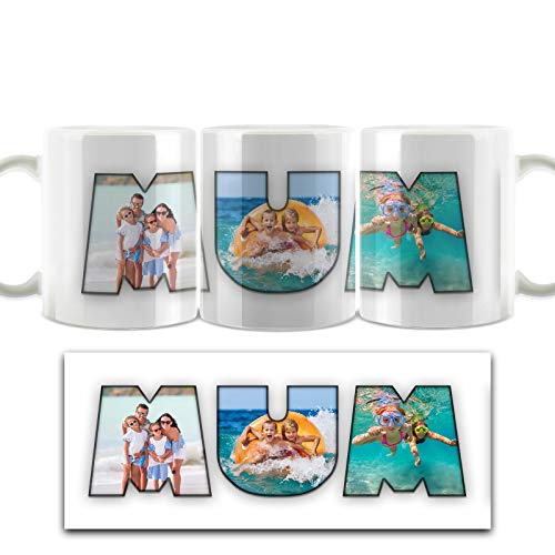 Hairyworm Kişiselleştirilmiş Kupa, çay bardağı, Kahve Kupa Özel anneler Günü Hediyesi, (11 oz) beyaz Kupa ile Özelleştirilmiş Üç Fotoğraf