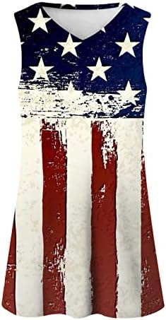 4th Temmuz Tankı Üstleri Kadınlar için ABD Bayrağı Yaz Casual Kolsuz Tişörtleri Gömlek Yıldız Çizgili Kravat Boya Atletik Tankı Üstleri