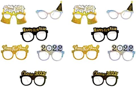 Flash Costume Happy New Year Eyeglasses Sunglasses: 12 adet 2022 Yeni Yıl Arifesi Gözlük Dekoratif 2022 Mezuniyet Partisi Cam Çerçeveleri