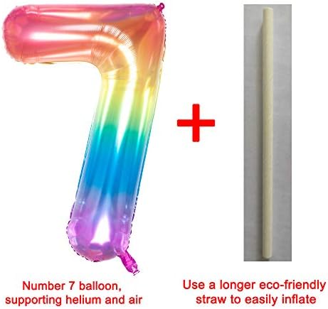 Jöle Gökkuşağı 7 Balonlar, 40 İnç Doğum Günü Folyo Balon Parti Süslemeleri Malzemeleri Helyum Mylar Dijital Balonlar (Jöle Gökkuşağı