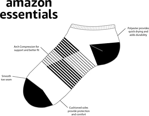 Essentials Unisex Çocuk Yastıklı Atletik Düşük Kesim Çorap, 6 Çift