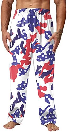 Alıştırma külodu Adam Erkekler için Bahar Yaz Bağımsızlık Günü Baskı Pijama Pantolon Uzun Pantolon Rahat Erkek Noel