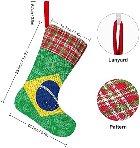Brezilyalı Paisley Bayrağı Pullu Noel Çorap Parlak Duvar askı süsleri Dekorasyon Noel Ağacı Tatil Partisi için