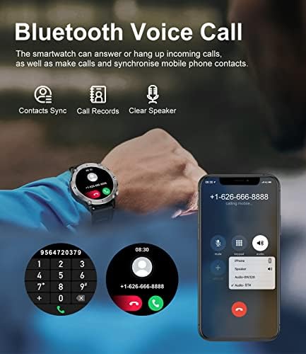 Erkekler için akıllı saatler, 2022 Yeni Askeri Açık GPS Bluetooth Cevap/Arama Yapmak Kalp Hızı/Uyku Monitörlü Smartwatch,Pedometre