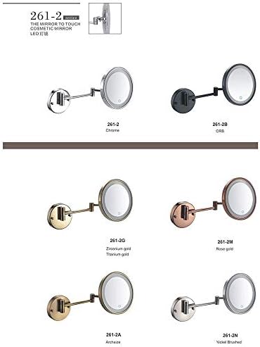 ZAAHH 8 inç led ışık Duvara Monte makyaj aynaları Çift Taraflı Ayna Dokunmatik Anahtarı Büyüteç Banyo Tıraş Ayarlanabilir Arms Kozmetik