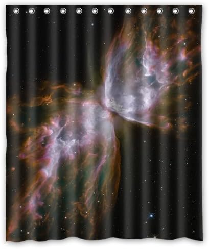 Kelebek Bulutsusu Galaxy Uzay Su Geçirmez Kumaş Polyester Banyo Duş Perdesi 12 Kanca ile 60(w) x 72 (h)