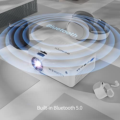 WiFi Bluetooth Projektör ile 100 inç projeksiyon perdesi, WEWATCH 8500L Taşınabilir Film Projektör için Ev Açık, 1080 P Video ve 260