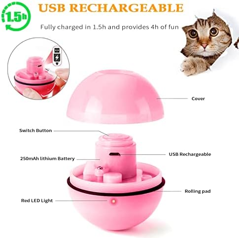 UeoXtny Akıllı İnteraktif Kedi Topu Oyuncaklar USB Şarj Edilebilir Otomatik Dönen led ışık Şevkli Pet Topları Haddeleme Teşvik Avcılık