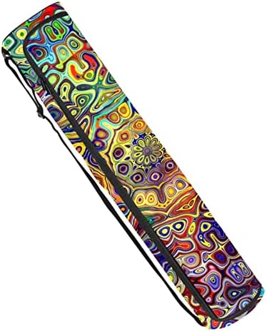 Renkli Psychedelic Mandala Fraktal Yoga Mat Çanta Tam Zip Yoga Taşıma Çantası için Kadın Erkek, egzersiz Yoga matı Taşıyıcı ile Ayarlanabilir