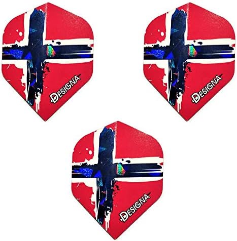 Designa Norveç Bayrağı Holografik Patriot Dart Uçuşları, 75 Mikron (3 Set-9 Uçuş)