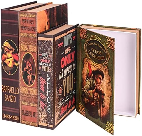 Dekoratif Kitap Kutuları 4 Set Vintage Ciltli Sahte Kitap Kutusu Dekorasyon Antika Kitap Süslemeleri Vintage Kitap Biblo saklama kutusu-Vintage