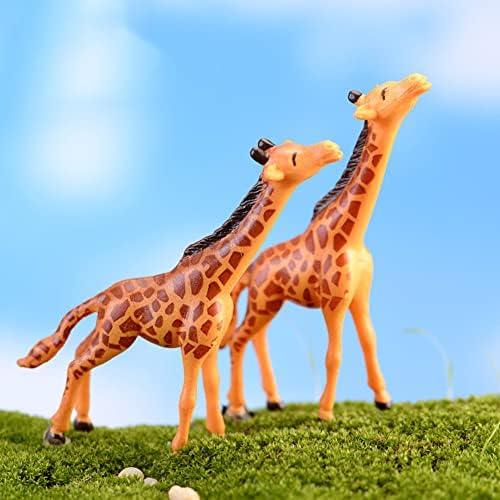 MAOMİA 6 Adet Gerçekçi Zürafa Figürü Hayvan oyuncak seti Kek Topper, Mikro Peyzaj Dekor Peri Bahçe Minyatür Zürafa Figürleri Koleksiyonu