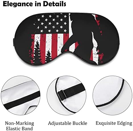 Bigfoot ve Amerikan Bayrağı Uyku Maskesi Hafif Körü Körüne Maskesi Göz Maskesi Kapak Erkekler Kadınlar için Ayarlanabilir Kayış ile
