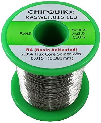 Çip Quik RASWLF.015 1LB LF Lehim Teli 96.5/3/0.5 Kalay / Gümüş / Bakır Reçine Aktive edildi .015 1lb