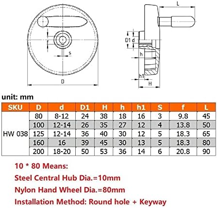 CNC Torna Makinesi için Katlanabilir Saplı Naylon Zarif Düzlem El Çarkı(16*160)