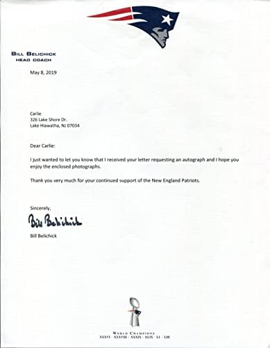 Bill Belichick New England Patriots Super Bowl Şampiyonu İmzalı İmza Mektubu JSA-NFL İmzalı Çeşitli Eşyalar