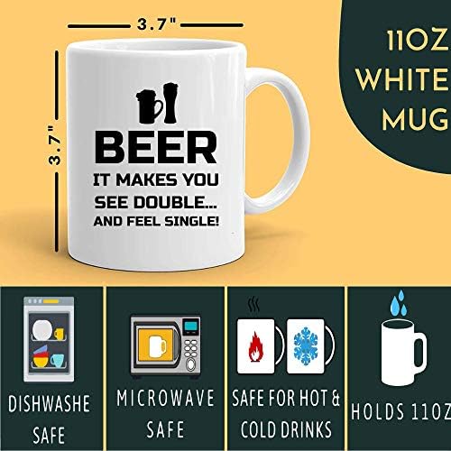 Bira kupası Bira Bardağı-görmek çift hissediyorum tek-Komik Alkol alkollü ıçme sarhoş 11 Oz Kupalar Bardak
