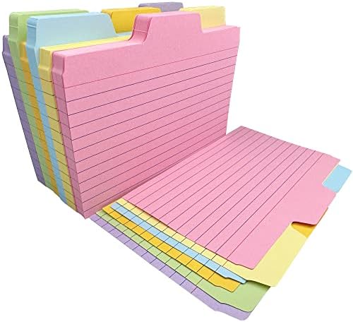 Sekmeli Dizin Kartları, 252 adet 6 Renk Flash Kart Bölücüler Kartları Cetvel Not Kartları Tab Öğrenme Not Alma Yapılacaklar Listesi