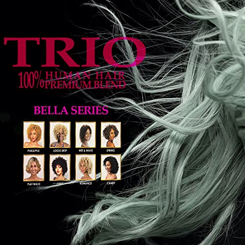 Trio 100 % insan saçı Premium karışımı, Düz dalga, 18, 16, 16 ve 17 inç, Renk: F1B / BG