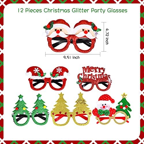 Maksimum Eğlence 24 Adet Noel Gözlük Çerçevesi ve Saç Bantları 24 Sevimli Tasarımlı Set Noel Partileri için Zarif Dekorasyon Aksesuarları