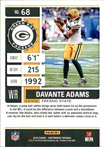 2019 Panini Yarışmacıları 68 Davante Adams Green Bay Packers Futbol Kartı