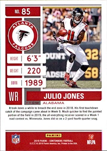 2019 Panini Yarışmacıları 85 Julio Jones Atlanta Şahinleri Futbol Kartı