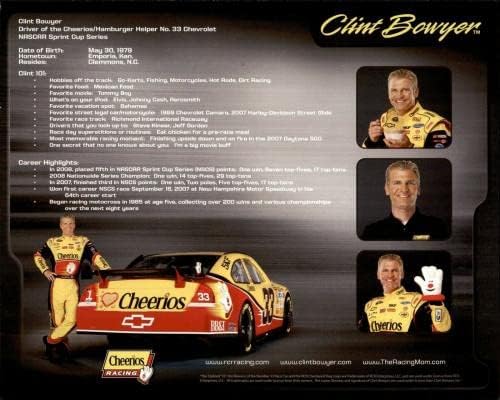 Clint Bowyer İmzalı NASCAR Cheerios Promosyonu 8x10 Fotoğraf İmzalı NASCAR Fotoğrafları