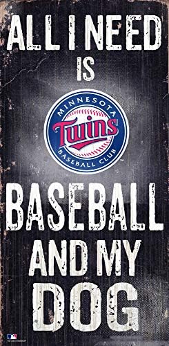 Hayran Kreasyonları MLB Minnesota Twins Unisex Minnesota Twins Beyzbol ve Köpeğim İşareti, Takım Rengi, 6 x 12