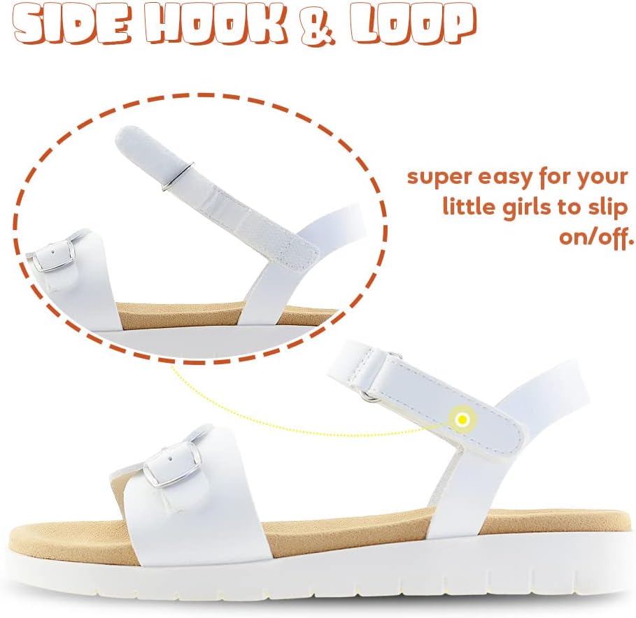 Vonaır Kızlar Sandalet Strappy Sevimli Flats Elbise Sandalet Kızlar Çocuklar için Yaz Ayakkabı Burnu açık Kanca Döngü ile