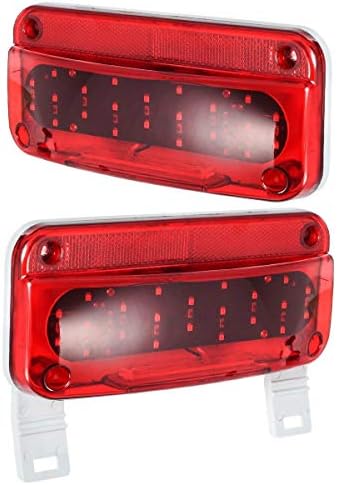 Partsam Dikdörtgen Kırmızı LED RV Camper Trailer Dur Dönüş Fren Kuyruk Lambaları Beyaz Plaka Lambası 49 LED Lisans Braketi Tutucu ve