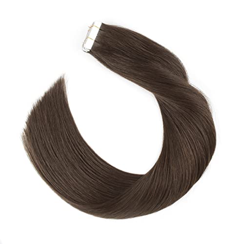 Oreola Koyu Kahverengi Bant Uzantıları İnsan Saçı Doğal Düz Kalın Bant Uzantıları İnsan Saçı 3 16 inç 20 adet 50g