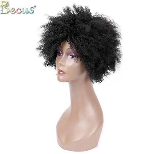 BECUS Afro Peruk Siyah Kadınlar için İnsan Hiar ve Dreadlocks peruk Siyah Kadınlar için