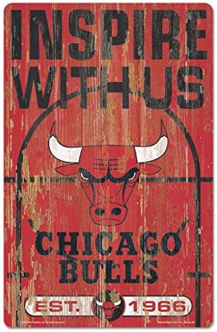 WinCraft NBA Chicago Bulls 72525010 Ahşap Tabela, 11 x 17, Siyah