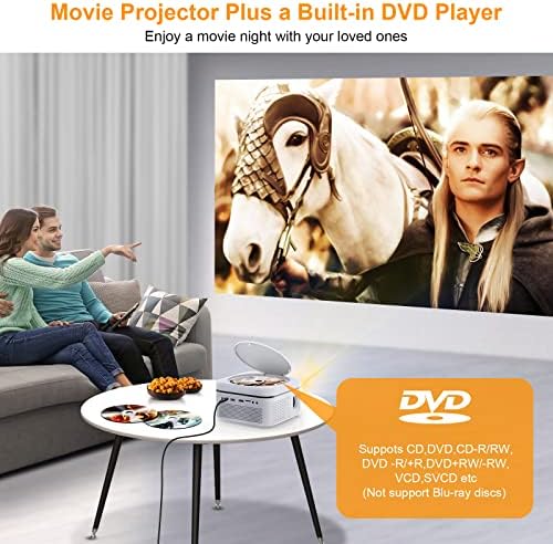 5G WiFi ve Bluetooth Projektör Dahili DVD Oynatıcı, OSQ Açık Film Projektörü, Taşınabilir DVD Projektör 1080P Taşıma Çantası ile Destek,