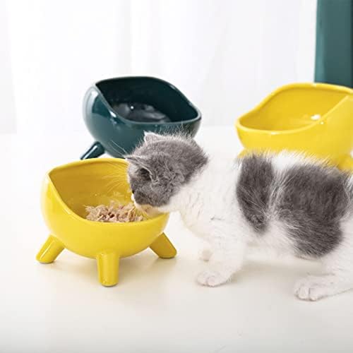 Kedi maması Kasesi, Seramik Eğik Kedi Kasesi Kirli Çeneyi Önler Stressiz Bulaşık Makinesinde Yıkanabilir Evcil Hayvanlar için Kaymayı