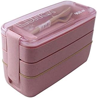 GPPZM 900 ml 3 Katmanlar Öğle Yemeği Kutusu Bento Gıda Konteyner Çevre Dostu Buğday Saman Malzeme Mikrodalga Yemek Lunchbox Dayanıklı,