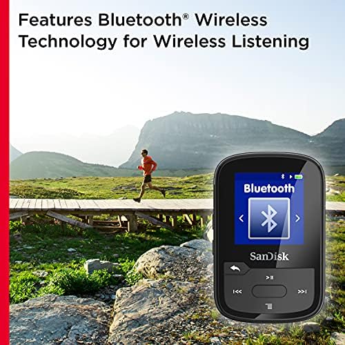 SanDisk 32 GB Klip Spor Artı MP3 Çalar, Siyah-Bluetooth, LCD Ekran, FM Radyo-SDMX32-032G-G46K