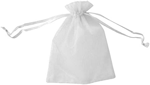 KUYYFDS 50 Adet organze çantalar Beyaz, 7X9 Cm Küçük Organze Düğün Lehine İpli Çanta Mücevher Çantaları Şeker Örgü Torbalar Küçük Hediye