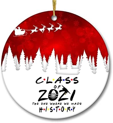Arkadaşlar Noel Süsleme Sınıfı 2021 Tarih Yazdığımız Kırmızı Noel Arka Plan Hediyesi Noel Ağacı Süsleri Süsleme Düz Daire Seramik Hediye