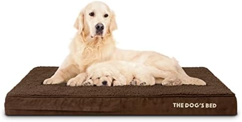 Köpek Yatağı ortopedik hafızalı köpük köpek yatağı, XL Kahverengi Peluş, Artrit için Ağrı kesici, Kalça ve Dirsek Displazisi, Ameliyat