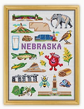 Nebraska Koleksiyonu CS1968 - Sayılan Çapraz Dikiş Deseni. Sadece içinde Basılı Desen var. Kumaş, iplik, iğne, Çember yok.