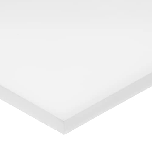 Delrin Asetal Homopolimer Plastik Levha, Beyaz, 3/8 inç Kalınlığında x 24 inç Genişliğinde x 48 inç Uzunluğunda