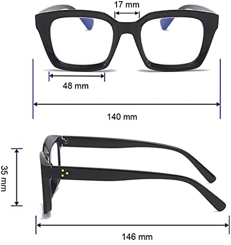 MMOWW okuma gözlüğü kadınlar büyük boy okuma gözlüğü Retro Oprah tarzı + 2.5 mavi ışık engelleme kare okuyucu 4 Paket