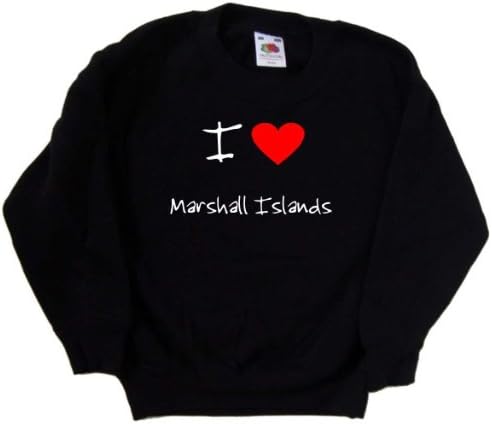 I Love Heart Marshall Adaları Siyah Çocuk Sweatshirt