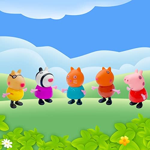 14 Adet Piggy Aile Doğum Günü Partisi Playset Dahil Piggy, Anne Domuz, Baba Domuz, Kardeş Domuz ve Arkadaşları-Çocuklar için Oyuncak
