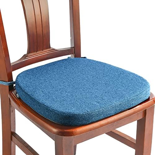 SİNOSSO 4 Paket Yemek Sandalyeleri için %100 Saf Hafızalı Köpük Sandalye Minderleri, Orijinal Keten 16 U Şeklinde Rahat Mutfak Sandalyesi