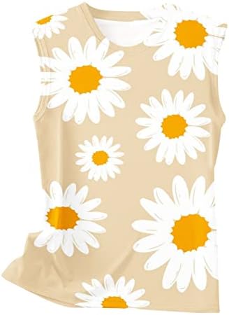lcepcy Yaz Çiçek Tankı Üstleri Kadınlar için Gevşek Fit Casual Kolsuz Grafik Tees Rahat Yelek Bluzlar ile Giymek Kot